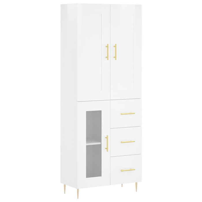 Dulap înalt, alb extralucios, 69,5x34x180 cm, lemn compozit WALTI