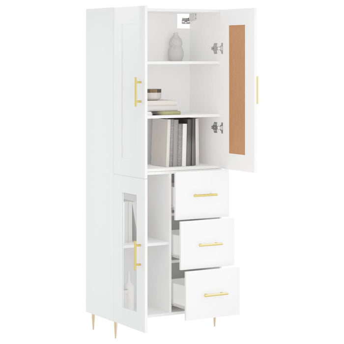 Dulap înalt, alb extralucios, 69,5x34x180 cm, lemn compozit WALTI