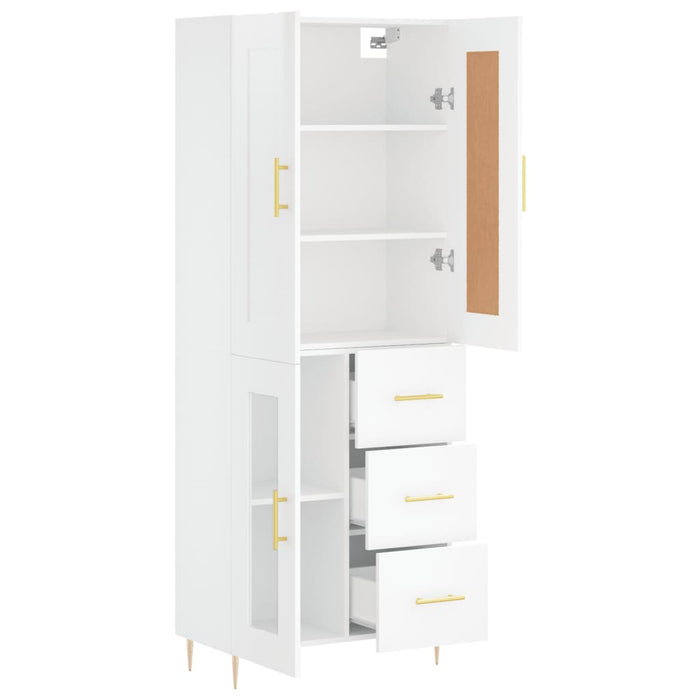 Dulap înalt, alb extralucios, 69,5x34x180 cm, lemn compozit WALTI