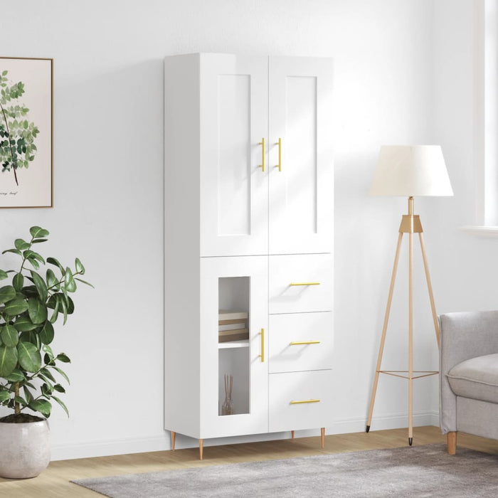 Dulap înalt, alb extralucios, 69,5x34x180 cm, lemn compozit WALTI