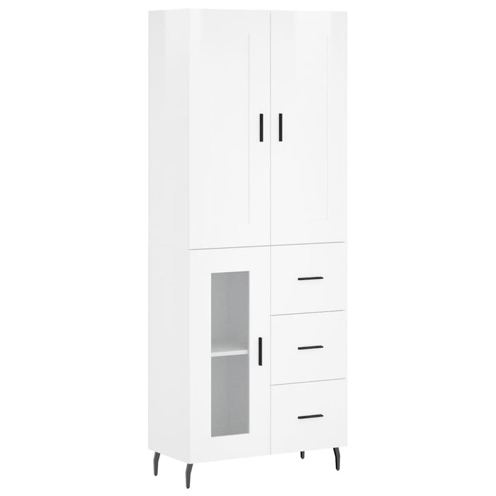 Dulap înalt, alb extralucios, 69,5x34x180 cm, lemn compozit WALTI