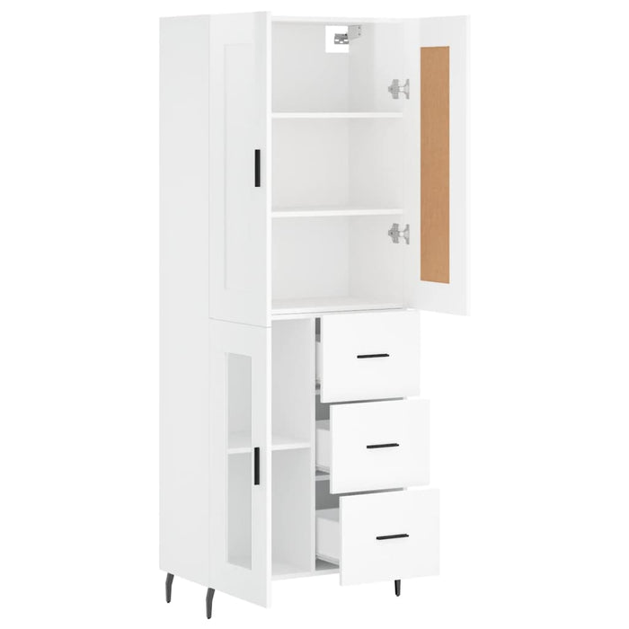 Dulap înalt, alb extralucios, 69,5x34x180 cm, lemn compozit WALTI