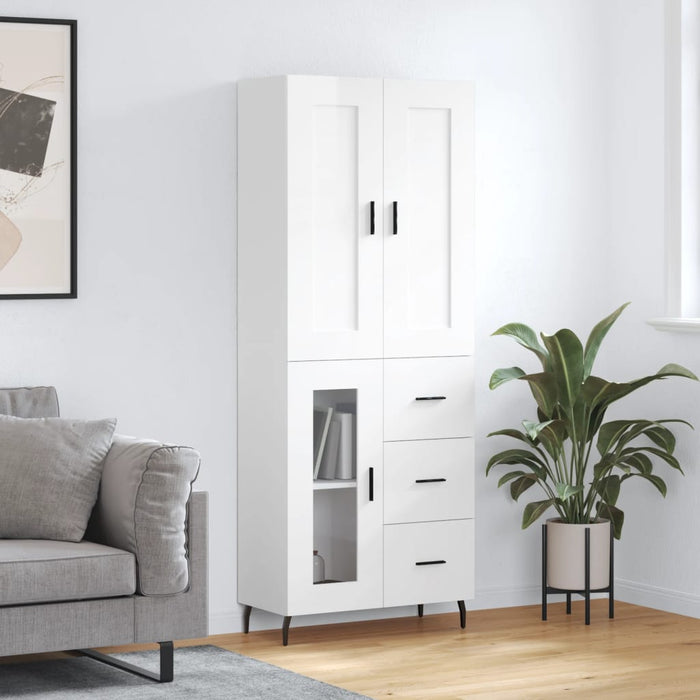 Dulap înalt, alb extralucios, 69,5x34x180 cm, lemn compozit WALTI