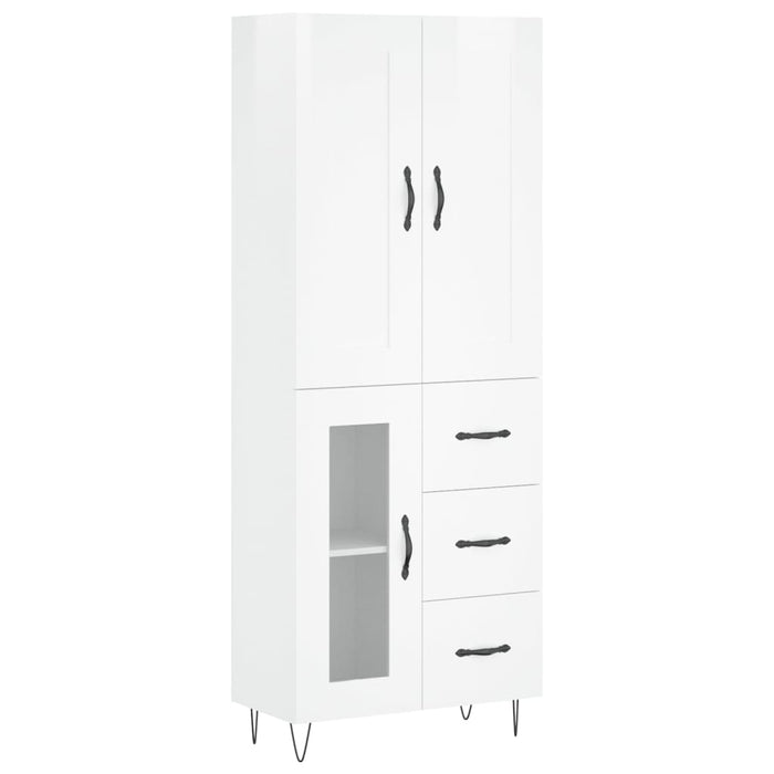 Dulap înalt, alb extralucios, 69,5x34x180 cm, lemn compozit WALTI
