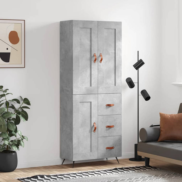 Dulap înalt, gri beton, 69,5x34x180, lemn compozit WALTI