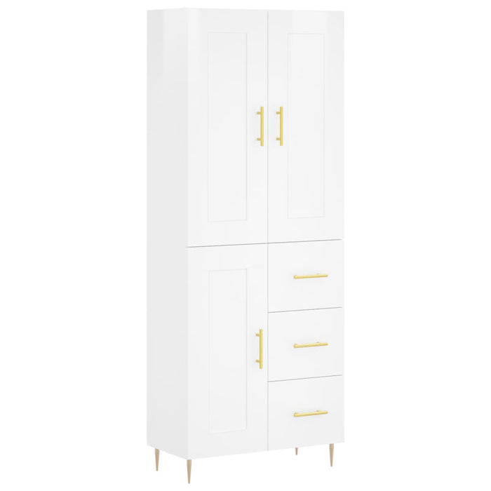 Dulap înalt, alb extralucios, 69,5x34x180 cm, lemn compozit WALTI