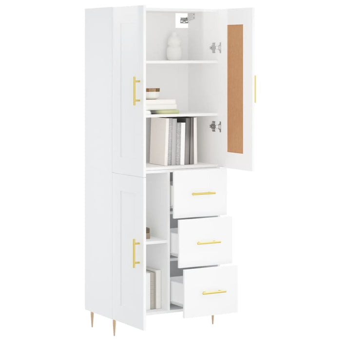 Dulap înalt, alb extralucios, 69,5x34x180 cm, lemn compozit WALTI