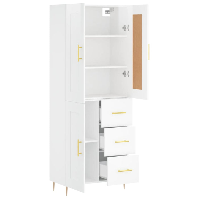 Dulap înalt, alb extralucios, 69,5x34x180 cm, lemn compozit WALTI