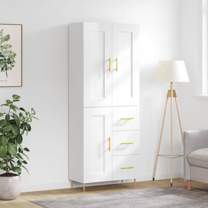 Dulap înalt, alb extralucios, 69,5x34x180 cm, lemn compozit WALTI