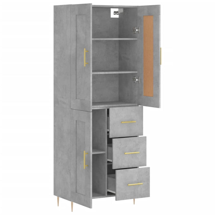 Dulap înalt, gri beton, 69,5x34x180, lemn compozit WALTI