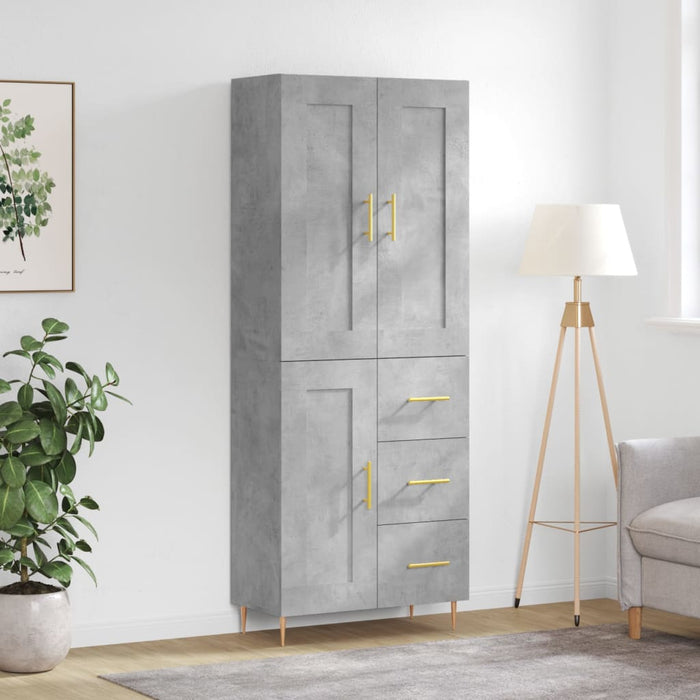 Dulap înalt, gri beton, 69,5x34x180, lemn compozit WALTI