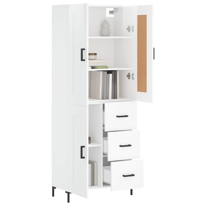 Dulap înalt, alb extralucios, 69,5x34x180 cm, lemn compozit WALTI