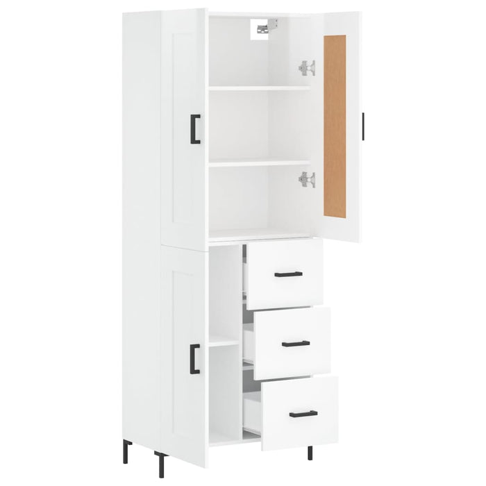 Dulap înalt, alb extralucios, 69,5x34x180 cm, lemn compozit WALTI