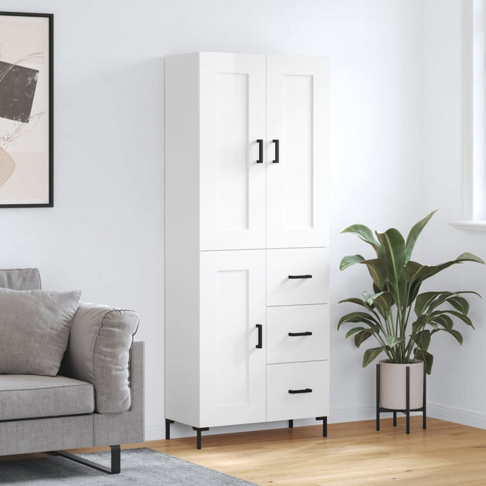 Dulap înalt, alb extralucios, 69,5x34x180 cm, lemn compozit WALTI