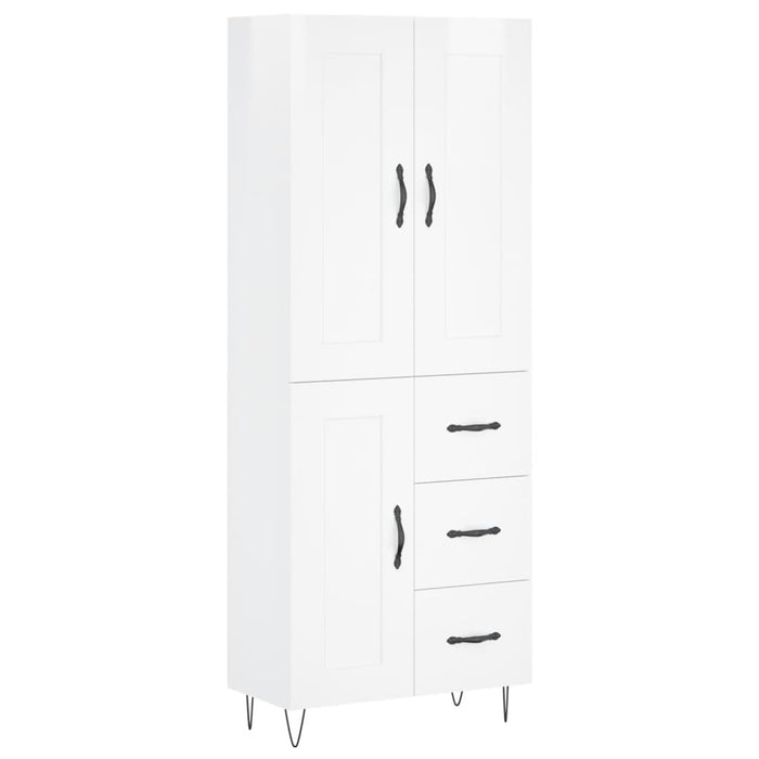 Dulap înalt, alb extralucios, 69,5x34x180 cm, lemn compozit WALTI
