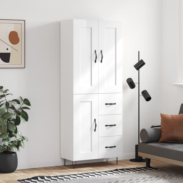 Dulap înalt, alb extralucios, 69,5x34x180 cm, lemn compozit WALTI