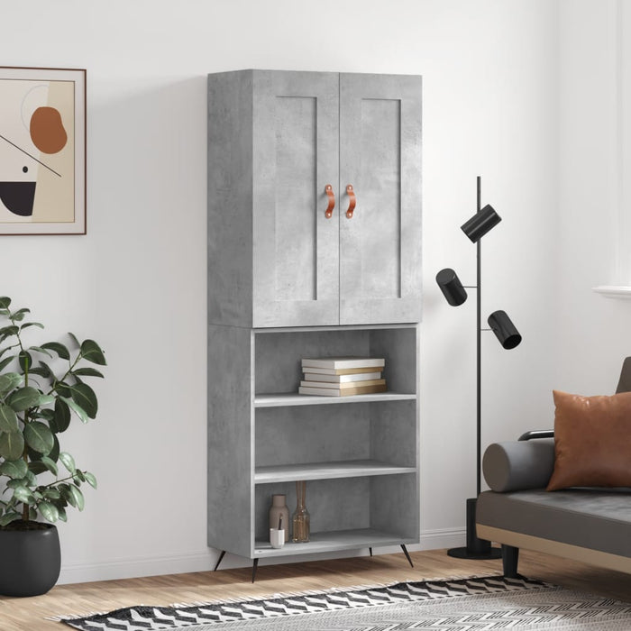 Dulap înalt, gri beton, 69,5x34x180, lemn compozit - WALTI WALTI