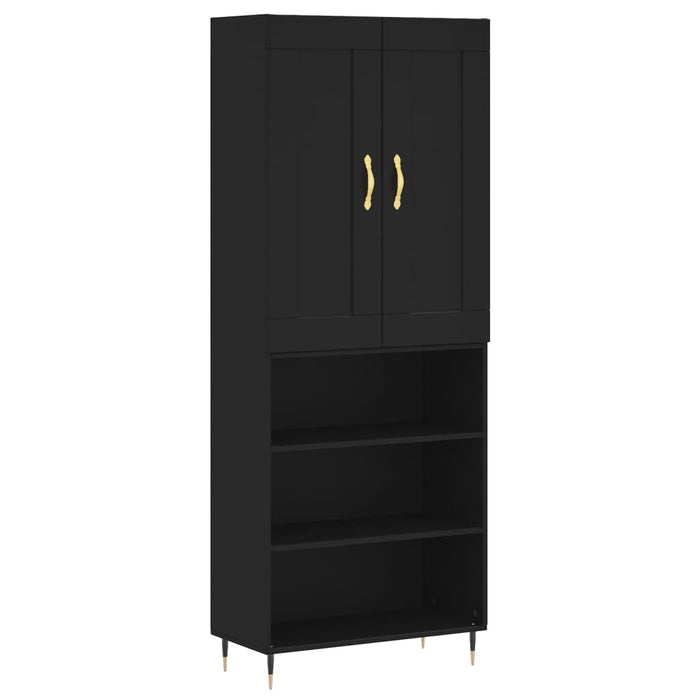 Dulap înalt, negru, 69,5x34x180 cm, lemn compozit WALTI