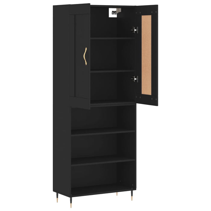 Dulap înalt, negru, 69,5x34x180 cm, lemn compozit WALTI