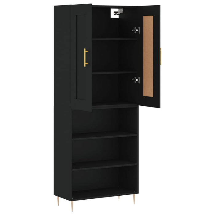 Dulap înalt, negru, 69,5x34x180 cm, lemn compozit WALTI