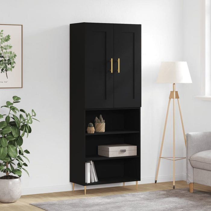 Dulap înalt, negru, 69,5x34x180 cm, lemn compozit WALTI