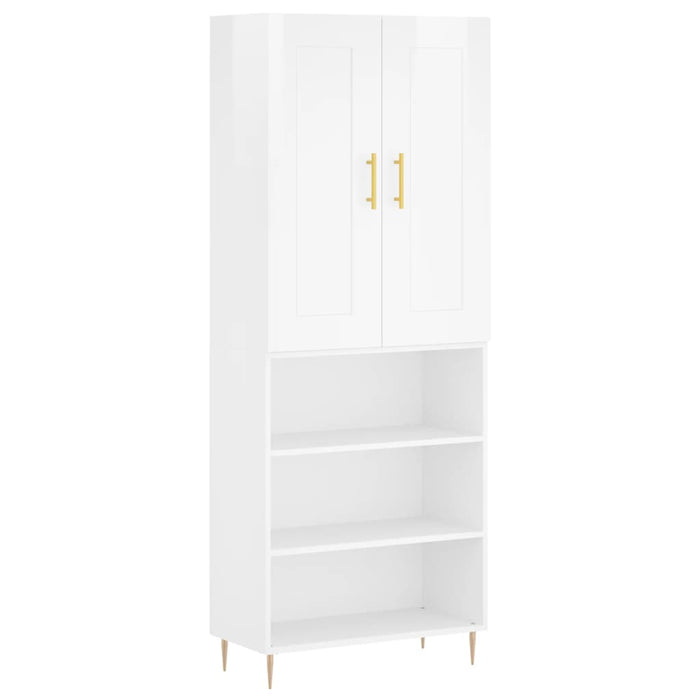 Dulap înalt, alb extralucios, 69,5x34x180 cm, lemn compozit WALTI
