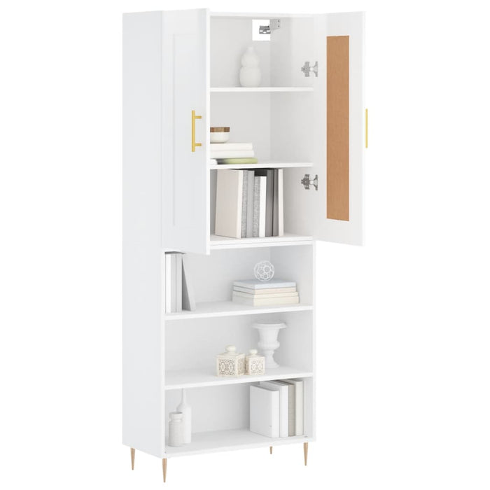 Dulap înalt, alb extralucios, 69,5x34x180 cm, lemn compozit WALTI