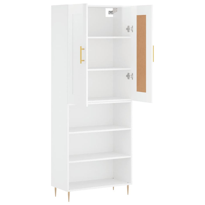 Dulap înalt, alb extralucios, 69,5x34x180 cm, lemn compozit WALTI