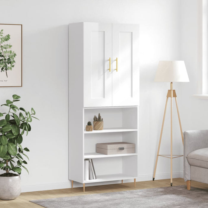 Dulap înalt, alb extralucios, 69,5x34x180 cm, lemn compozit WALTI