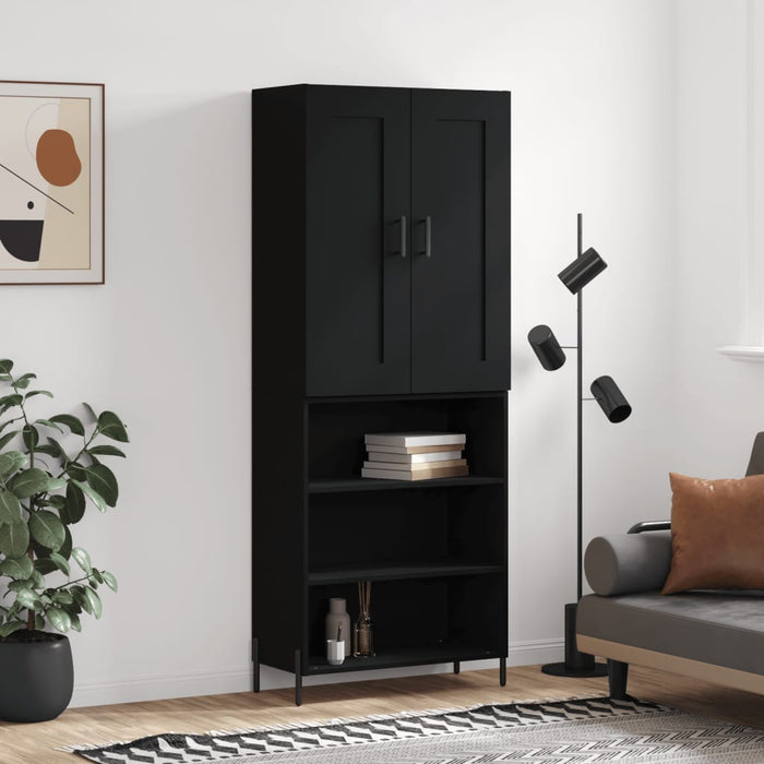 Dulap înalt, negru, 69,5x34x180 cm, lemn compozit WALTI