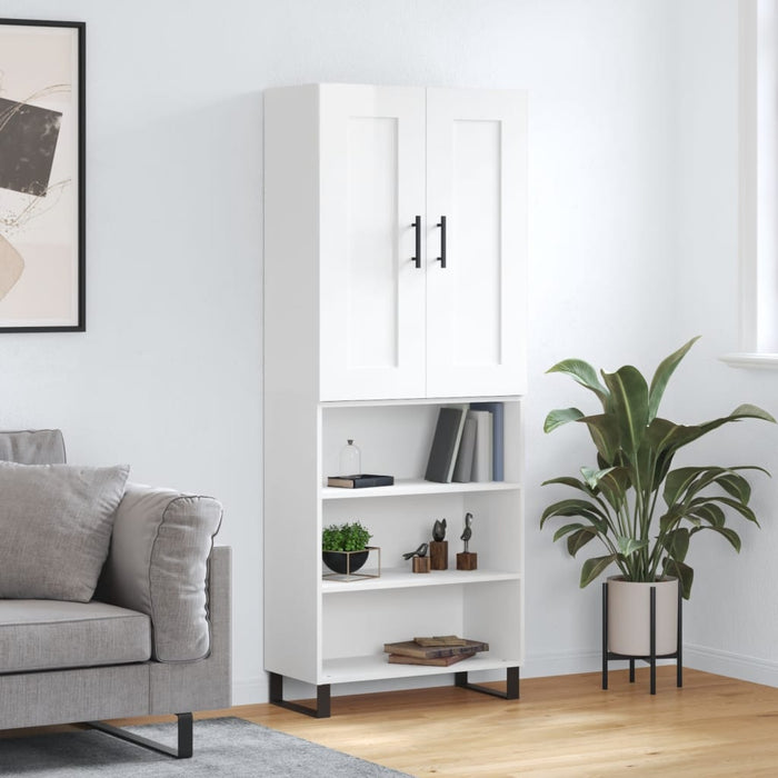 Dulap înalt, alb extralucios, 69,5x34x180 cm, lemn compozit WALTI