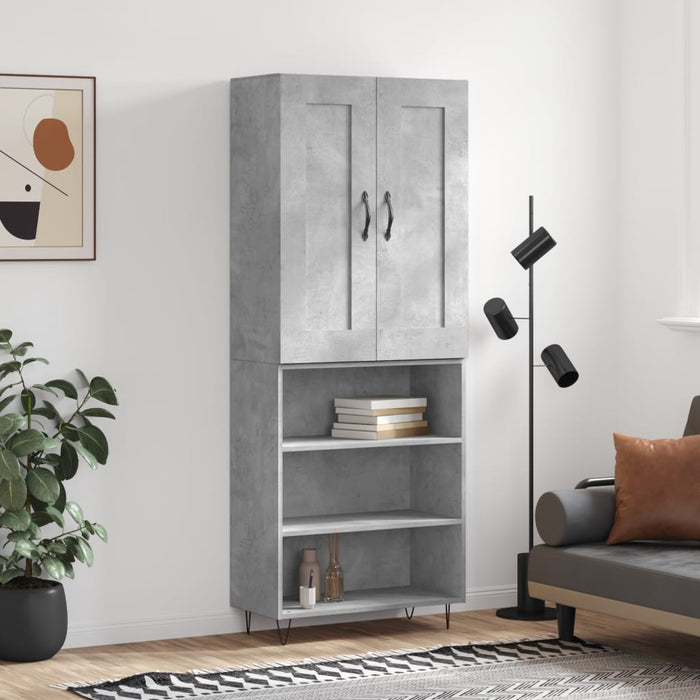 Dulap înalt, gri beton, 69,5x34x180, lemn compozit WALTI