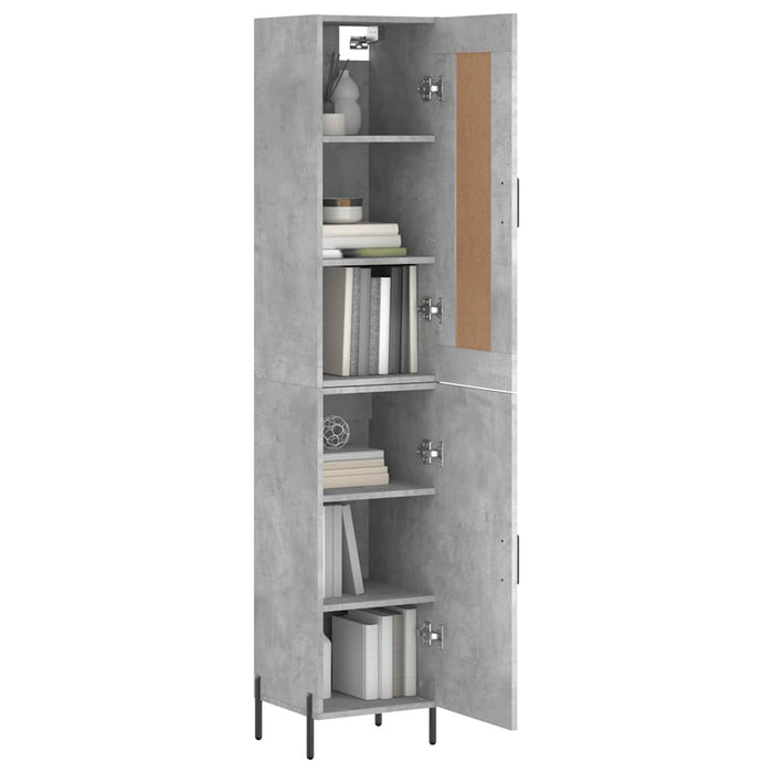 Dulap înalt, gri beton, 34,5x34x180 cm, lemn prelucrat - WALTI WALTI