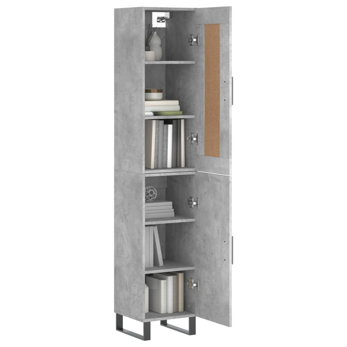 Dulap înalt, gri beton, 34,5x34x180 cm, lemn prelucrat WALTI