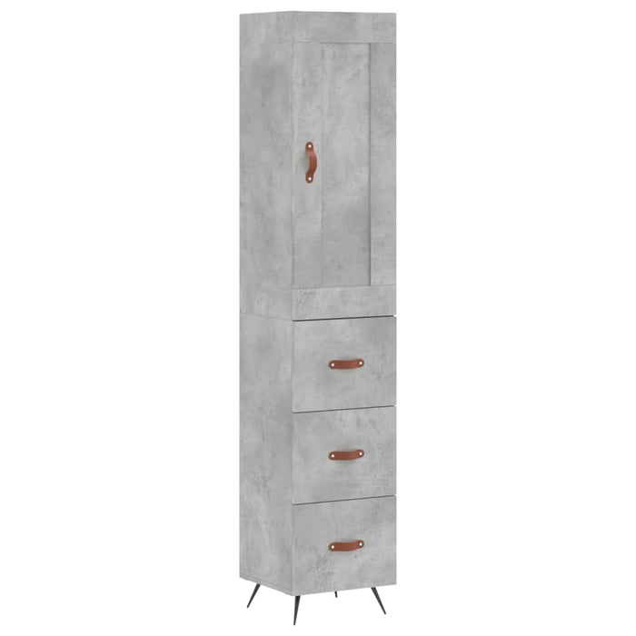 Dulap înalt, gri beton, 34,5x34x180 cm, lemn prelucrat WALTI