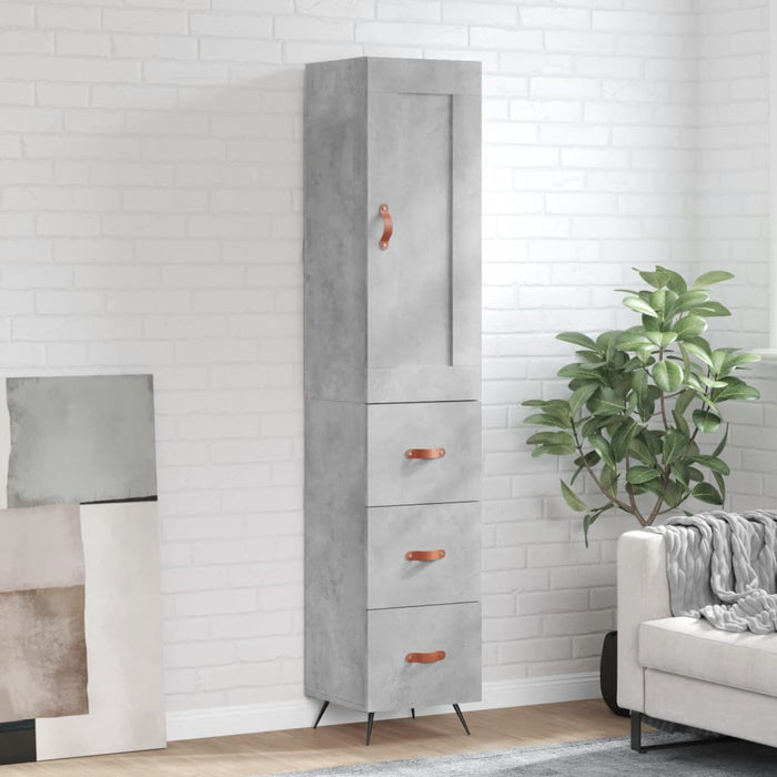 Dulap înalt, gri beton, 34,5x34x180 cm, lemn prelucrat WALTI