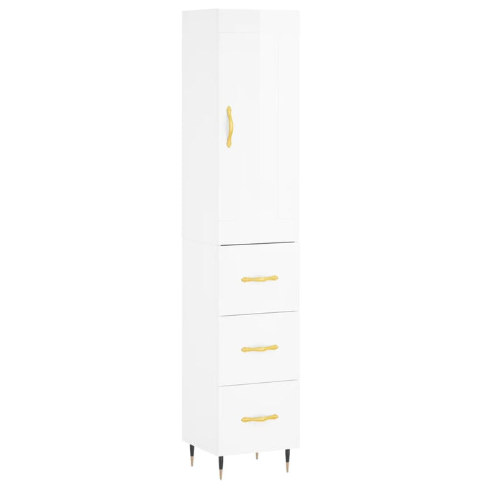 Dulap înalt, alb extralucios, 34,5x34x180 cm, lemn prelucrat WALTI