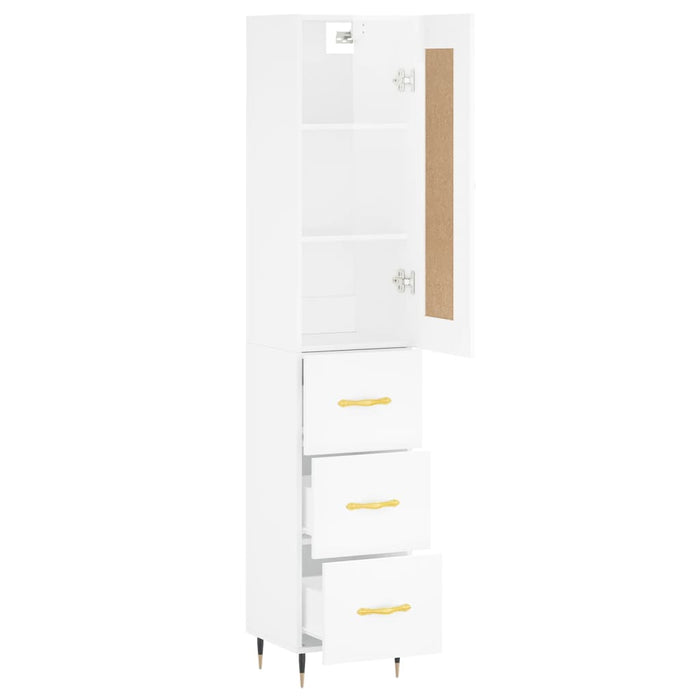 Dulap înalt, alb extralucios, 34,5x34x180 cm, lemn prelucrat WALTI