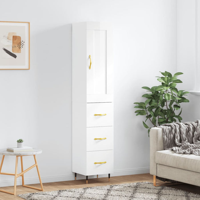 Dulap înalt, alb extralucios, 34,5x34x180 cm, lemn prelucrat WALTI