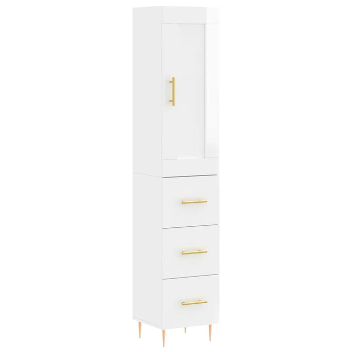 Dulap înalt, alb extralucios, 34,5x34x180 cm, lemn prelucrat WALTI