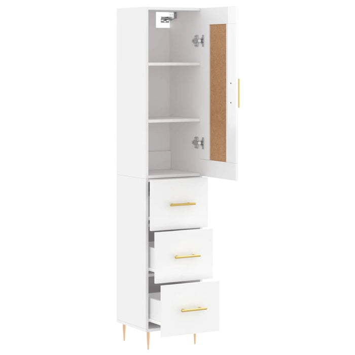Dulap înalt, alb extralucios, 34,5x34x180 cm, lemn prelucrat WALTI