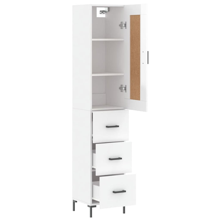 Dulap înalt, alb extralucios, 34,5x34x180 cm, lemn prelucrat WALTI
