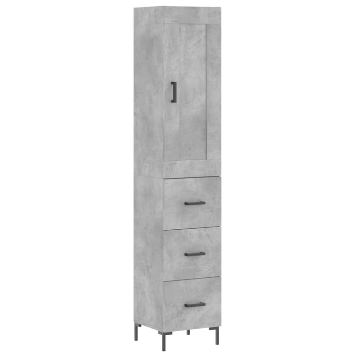 Dulap înalt, gri beton, 34,5x34x180 cm, lemn prelucrat WALTI