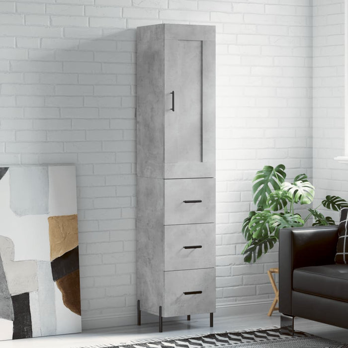 Dulap înalt, gri beton, 34,5x34x180 cm, lemn prelucrat - WALTI WALTI