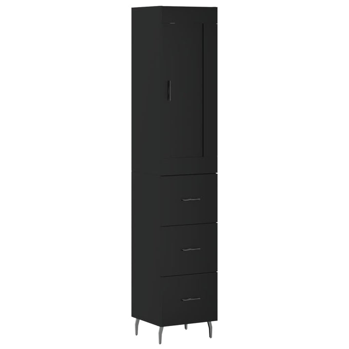 Dulap înalt, negru, 34,5x34x180 cm, lemn prelucrat WALTI