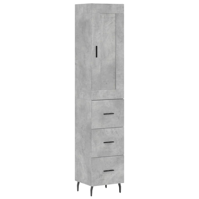 Dulap înalt, gri beton, 34,5x34x180 cm, lemn prelucrat - WALTI WALTI