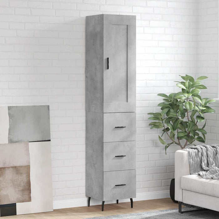 Dulap înalt, gri beton, 34,5x34x180 cm, lemn prelucrat - WALTI WALTI