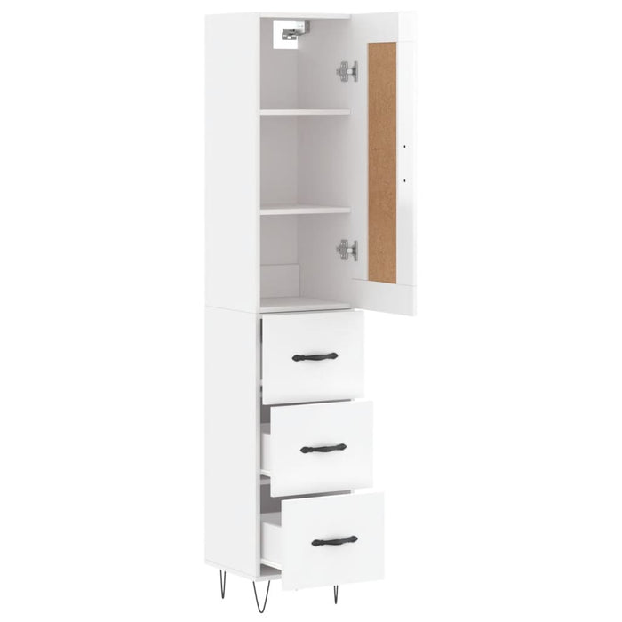 Dulap înalt, alb extralucios, 34,5x34x180 cm, lemn prelucrat WALTI