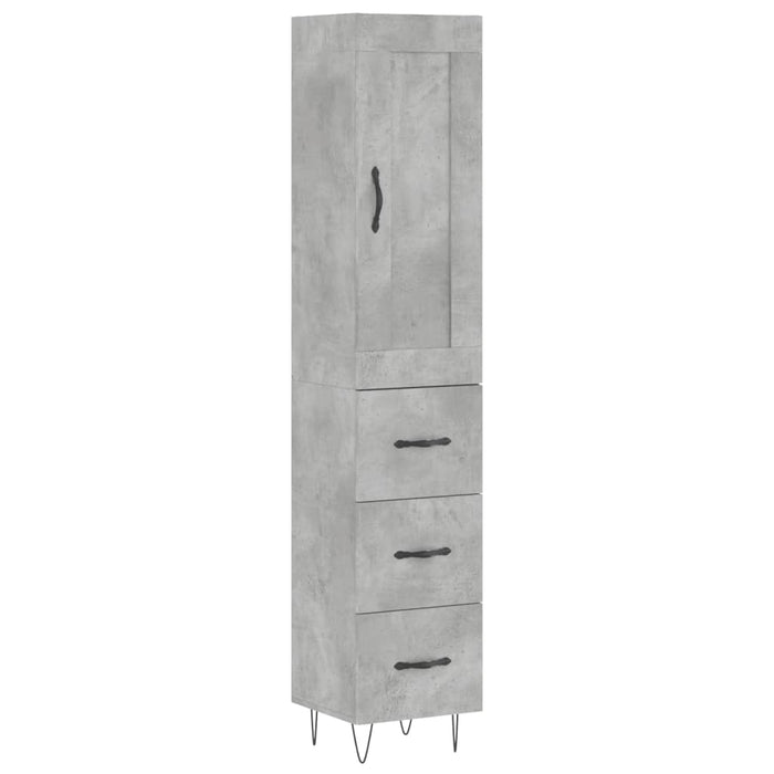 Dulap înalt, gri beton, 34,5x34x180 cm, lemn prelucrat WALTI