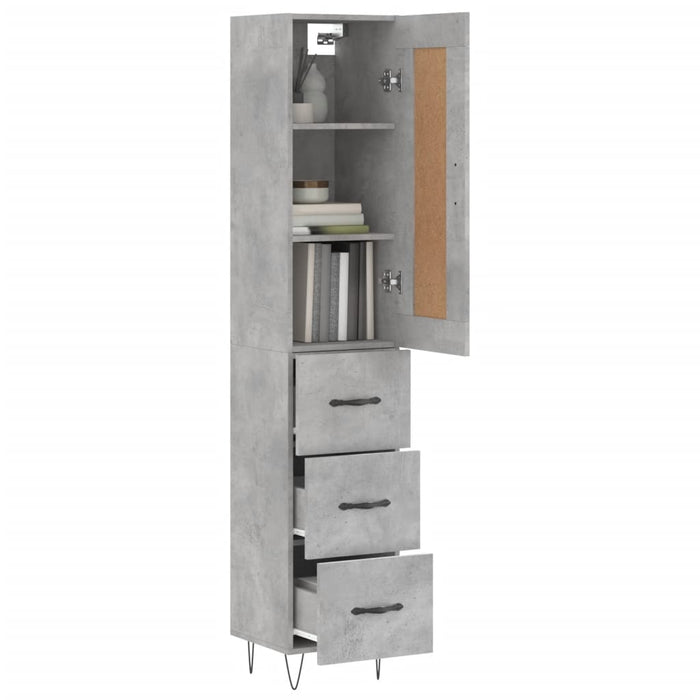 Dulap înalt, gri beton, 34,5x34x180 cm, lemn prelucrat WALTI